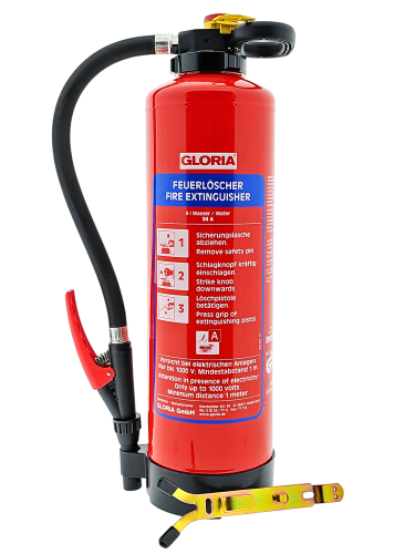 Gloria WH6 Pro 6l Wasser Feuerlöscher inkl. Halterung und Plakette